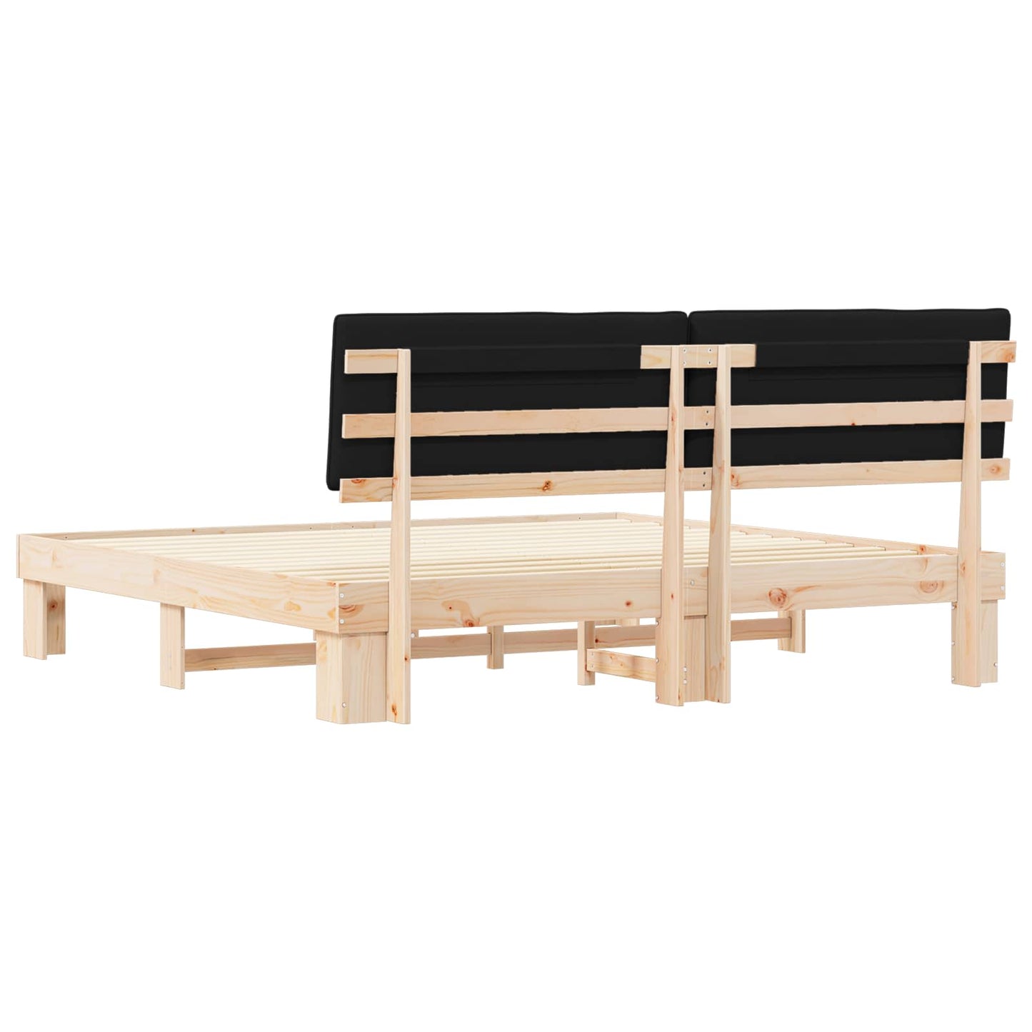 Letto con Testiera Rivestita Nero 200 x 200 cm Pino massello | homemem39