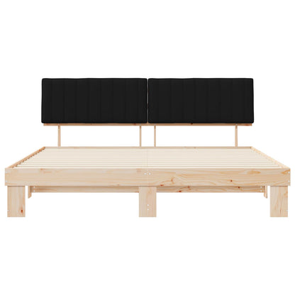 Letto con Testiera Rivestita Nero 200 x 200 cm Pino massello | homemem39