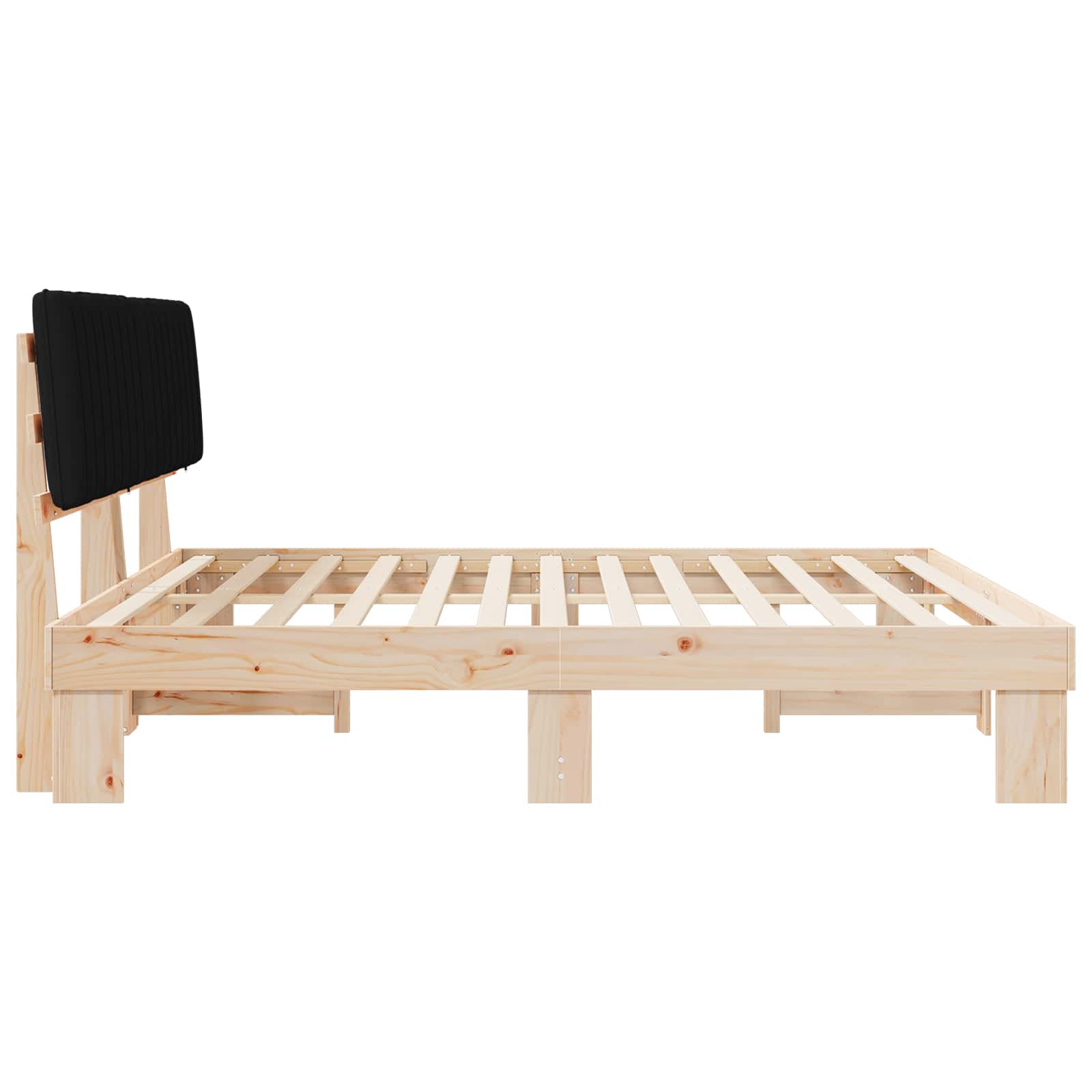 Letto con Testiera Rivestita Nero 200 x 200 cm Pino massello | homemem39