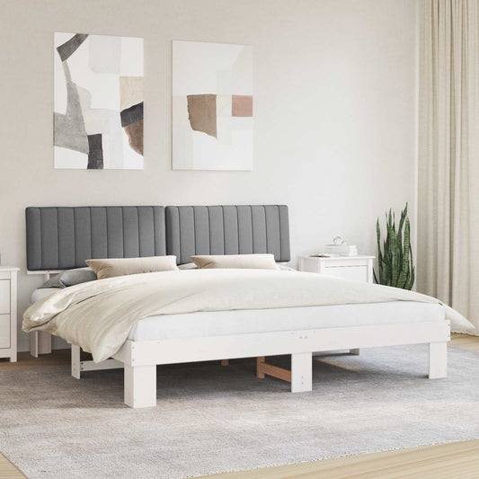 Letto con Testiera Rivestita Grigio chiaro 200 x 200 cm | homemem39