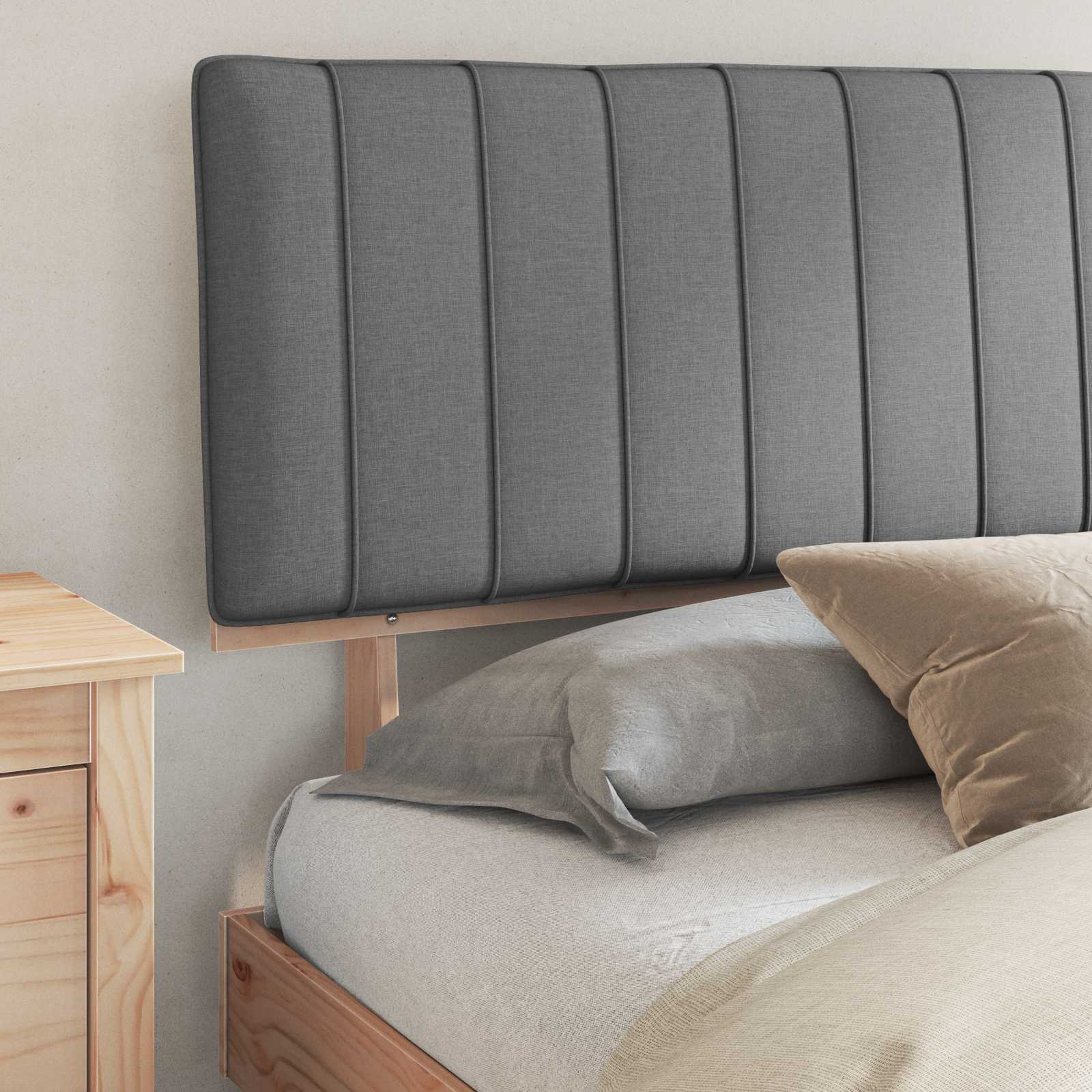 Letto con Testiera Rivestita Grigio chiaro 180 x 200 cm | homemem39