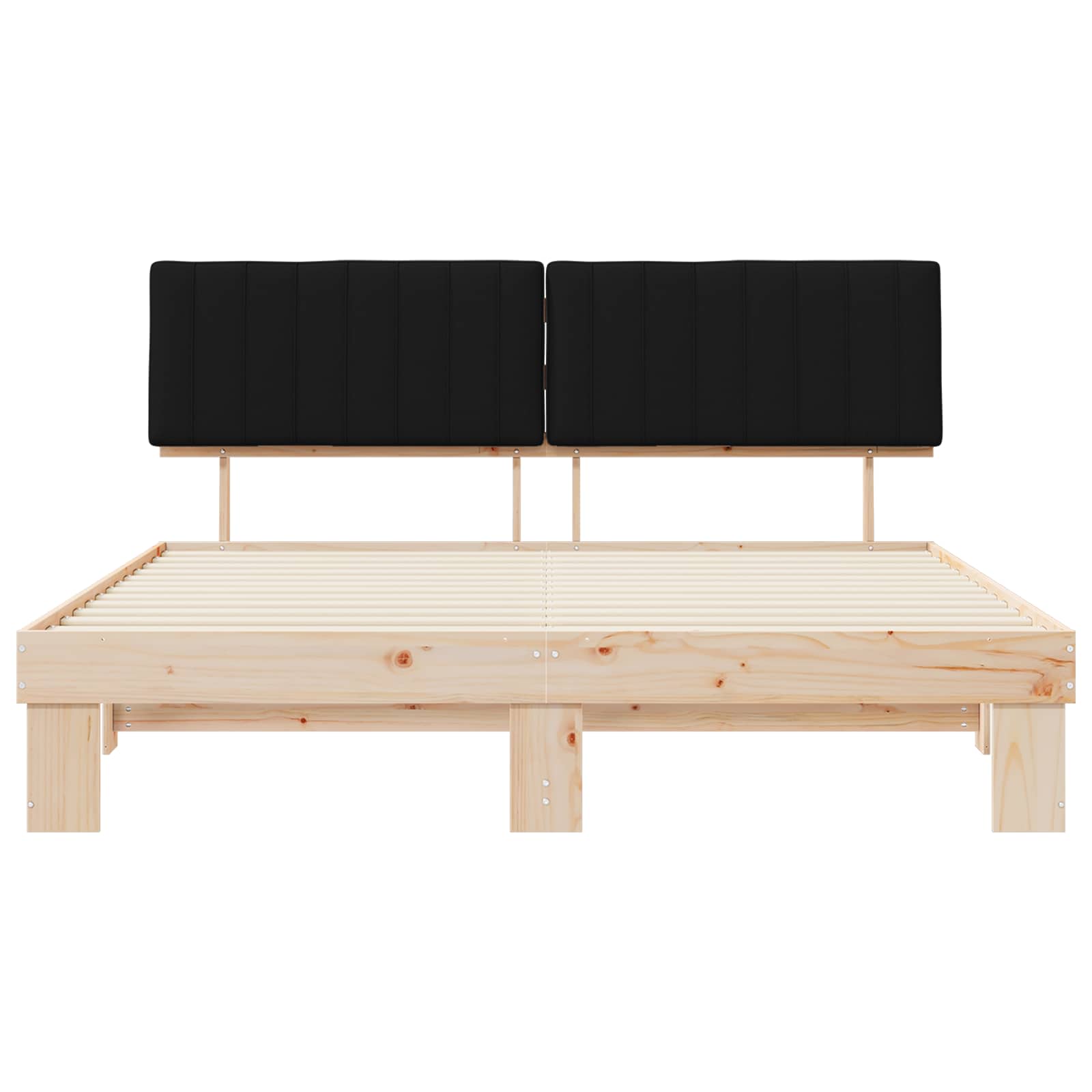 Letto con Testiera Rivestita Nero 180 x 200 cm Pino massello | homemem39