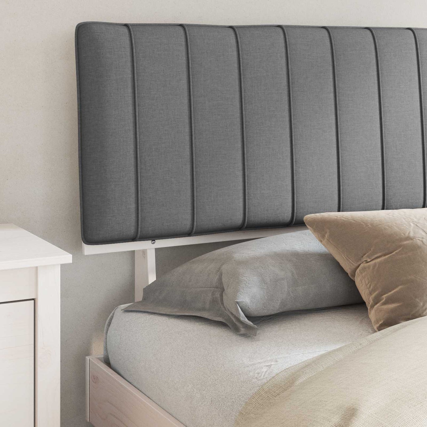 Letto con Testiera Rivestita Grigio chiaro 180 x 200 cm | homemem39