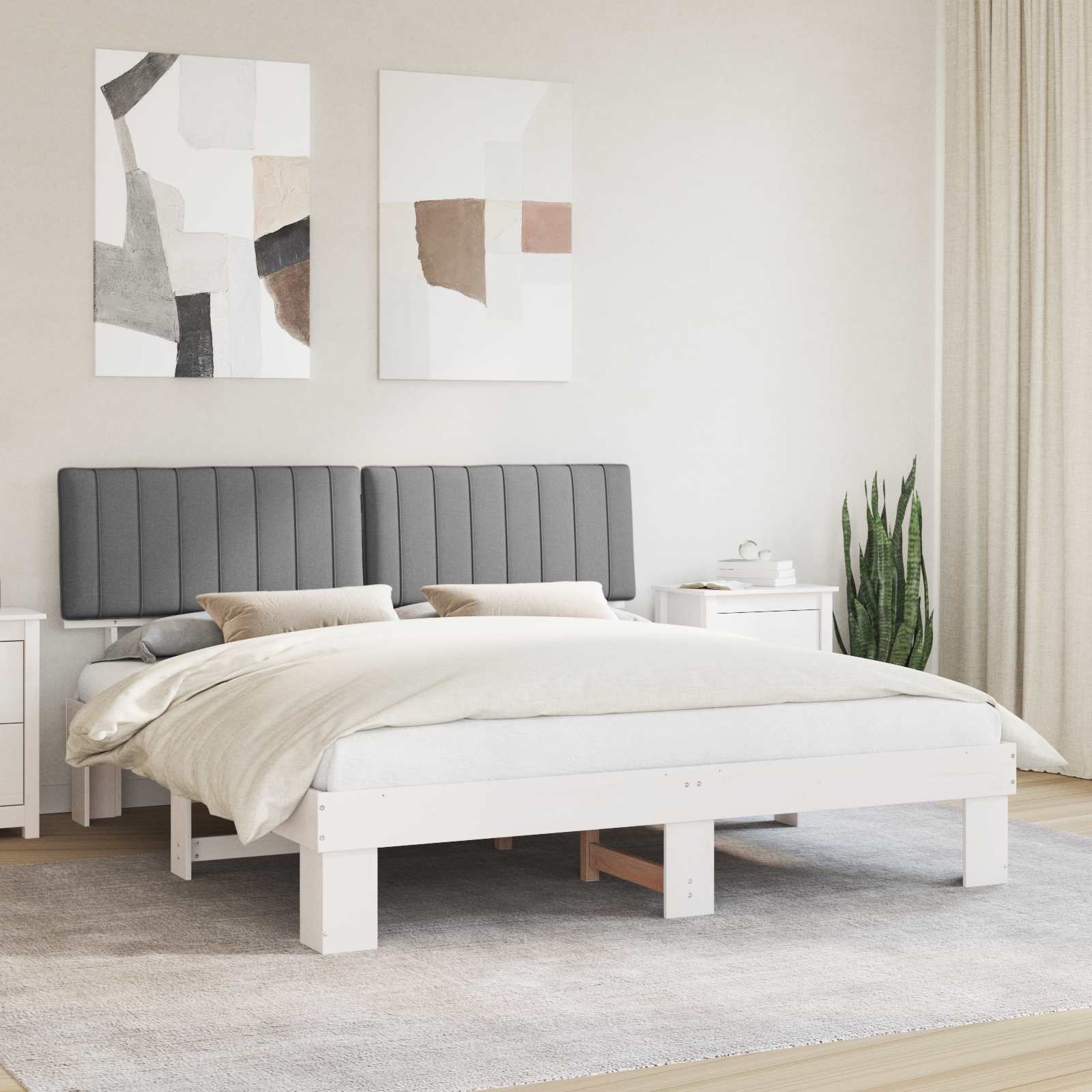 Letto con Testiera Rivestita Grigio chiaro 180 x 200 cm | homemem39