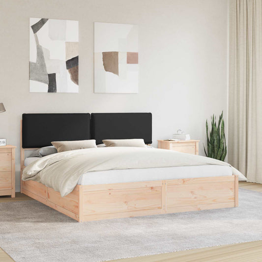 Letto con Testiera Rivestita Nero 200 x 200 cm Pino massello | homemem39