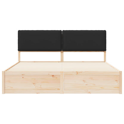 Letto con Testiera Rivestita Nero 200 x 200 cm Pino massello