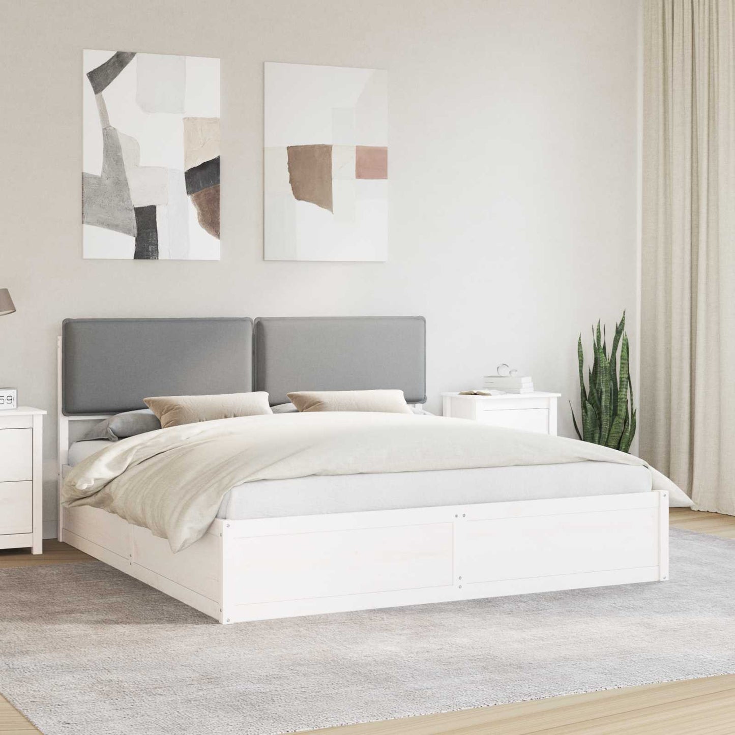 Letto con Testiera Rivestita Grigio chiaro 180 x 200 cm