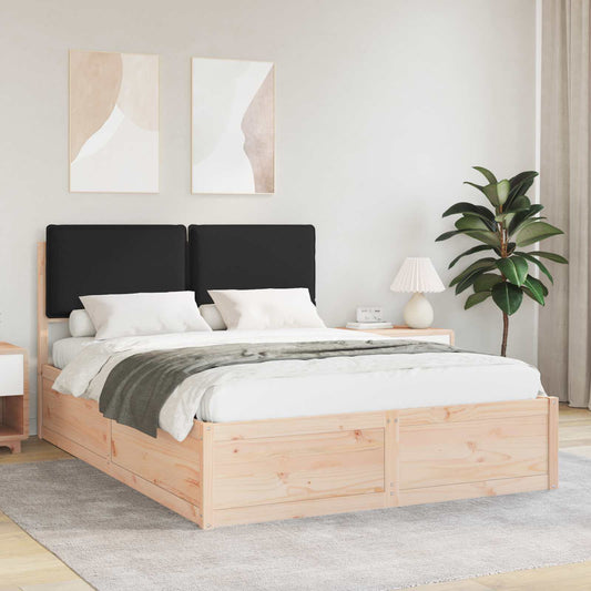 Letto con Testiera Rivestita Nero 160 x 200 cm Pino massello | homemem39