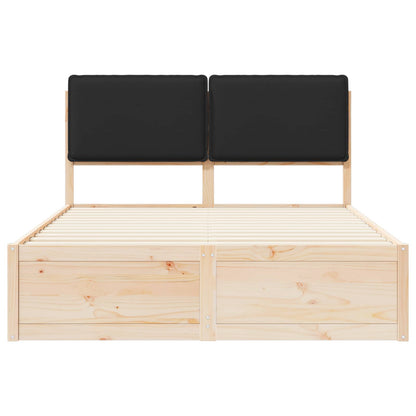 Letto con Testiera Rivestita Nero 160 x 200 cm Pino massello