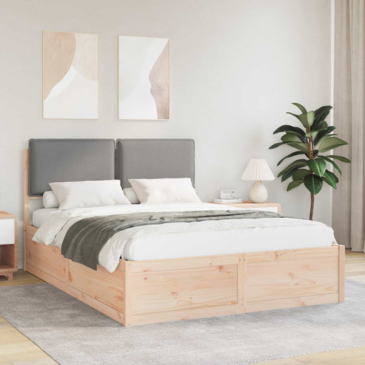 Letto con Testiera Rivestita Grigio chiaro 140 x 190 cm | homemem39