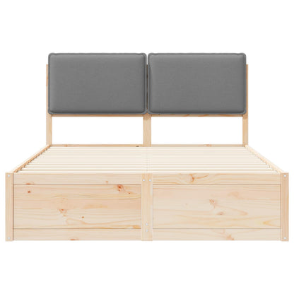 Letto con Testiera Rivestita Grigio chiaro 135 x 190 cm