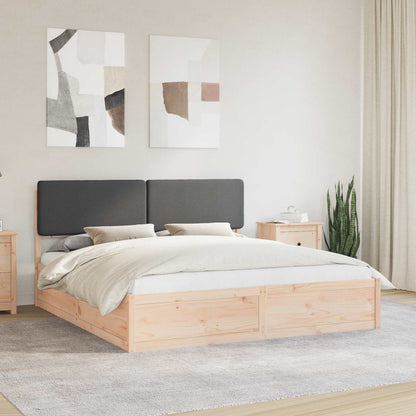 Letto con Testiera Rivestita Grigio scuro 200 x 200 cm | homemem39