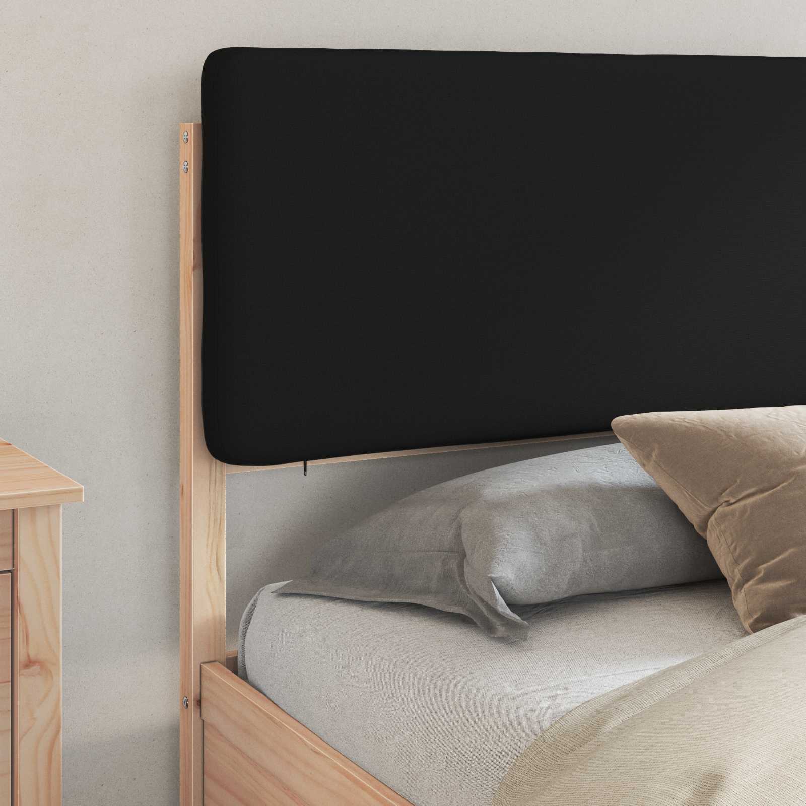 Letto con Testiera Rivestita Nero 200 x 200 cm Pino massello | homemem39