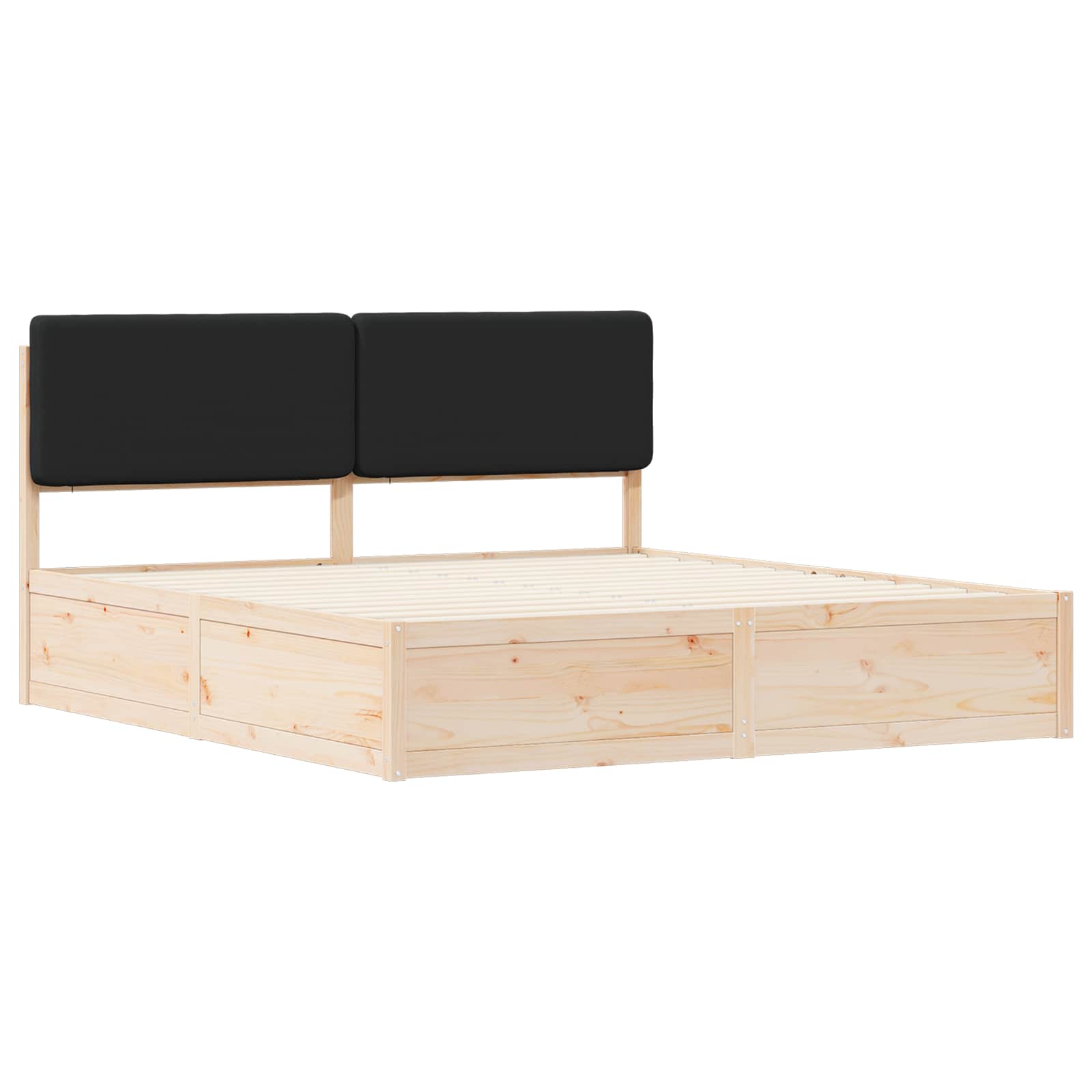 Letto con Testiera Rivestita Nero 200 x 200 cm Pino massello | homemem39