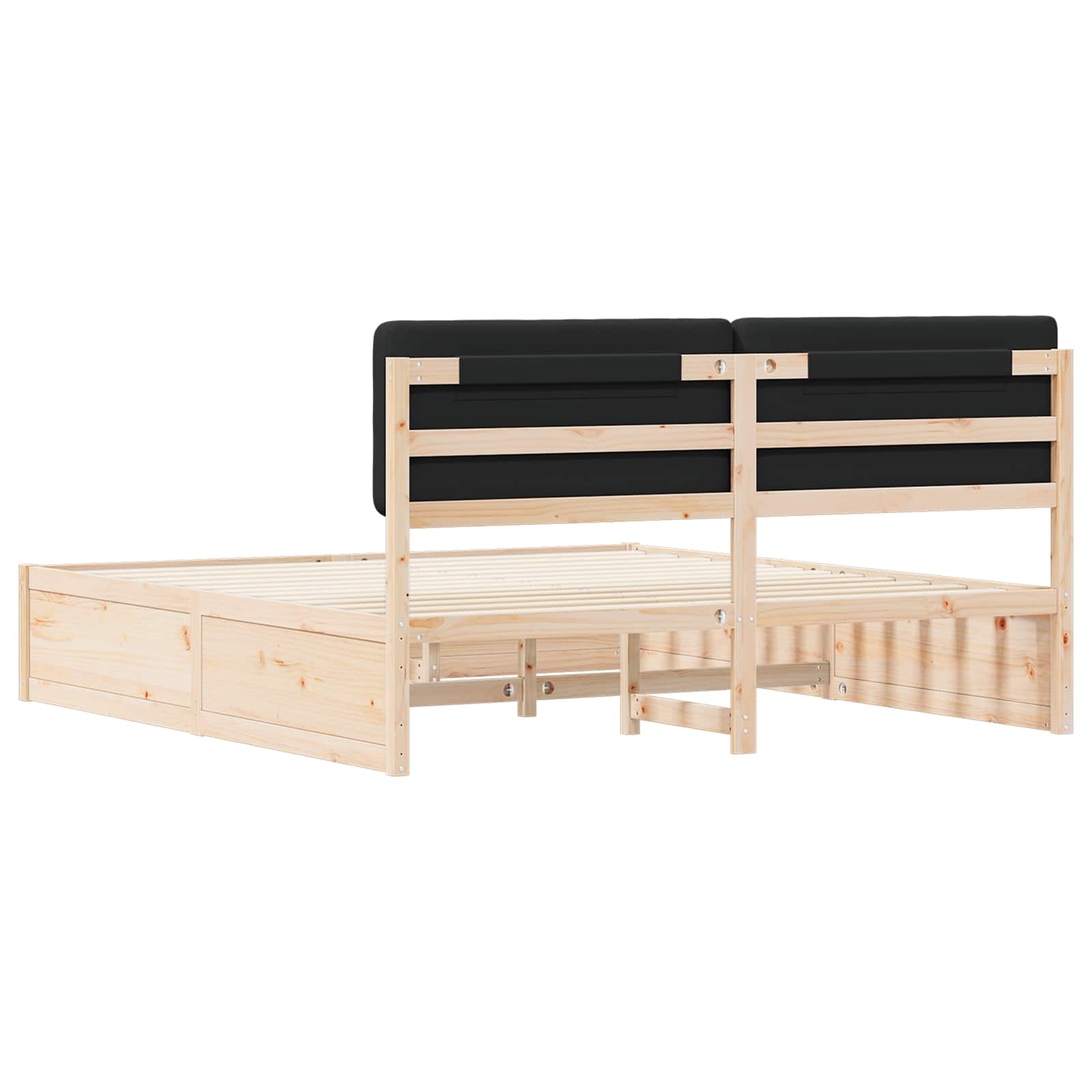 Letto con Testiera Rivestita Nero 200 x 200 cm Pino massello | homemem39