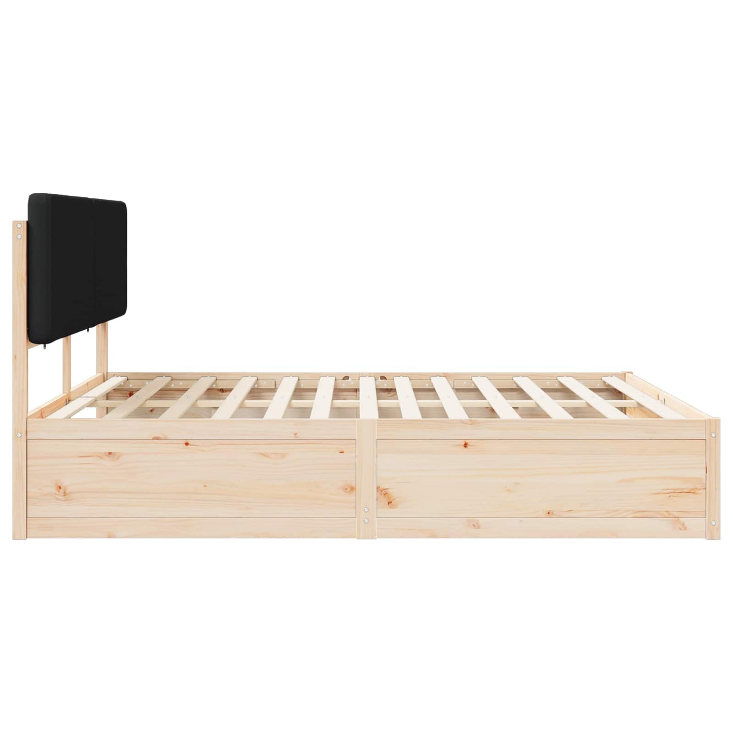 Letto con Testiera Rivestita Nero 200 x 200 cm Pino massello | homemem39