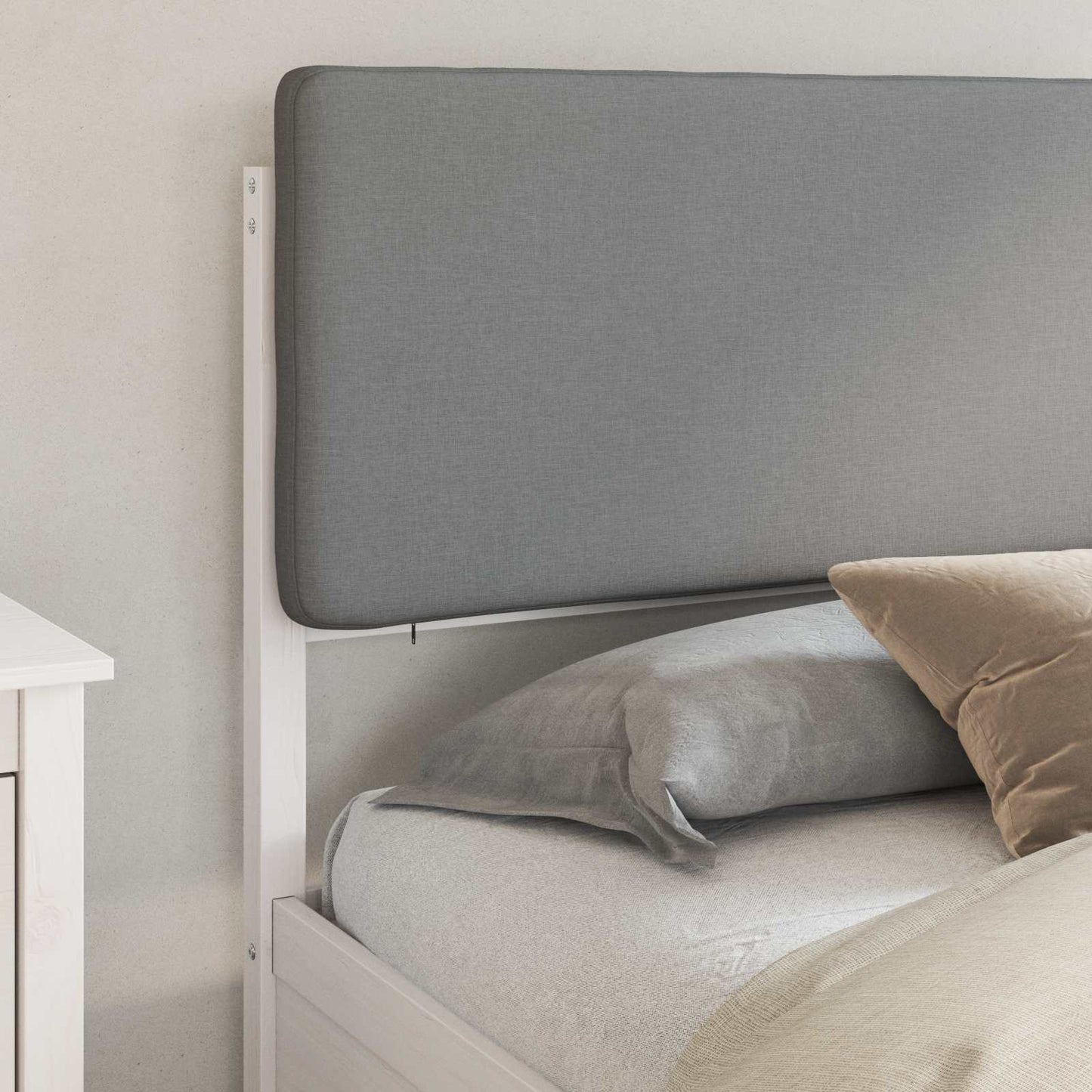 Letto con Testiera Rivestita Grigio chiaro 200 x 200 cm | homemem39