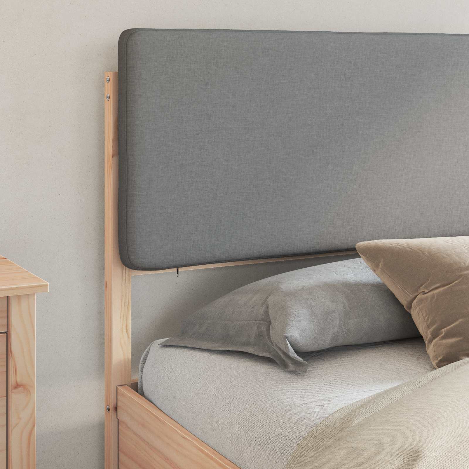Letto con Testiera Rivestita Grigio chiaro 180 x 200 cm | homemem39