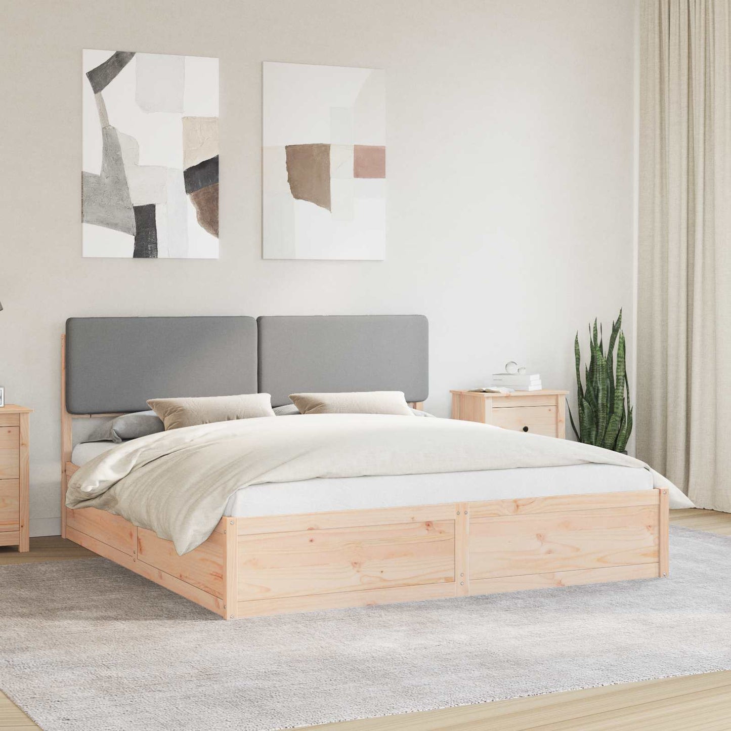 Letto con Testiera Rivestita Grigio chiaro 180 x 200 cm | homemem39