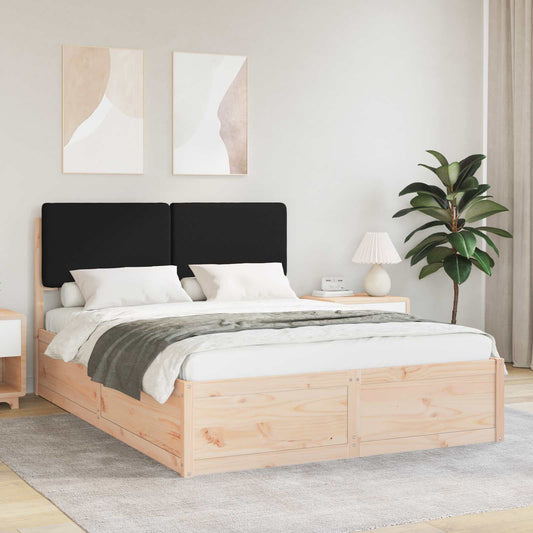 Letto con Testiera Rivestita Nero 160 x 200 cm Pino massello | homemem39