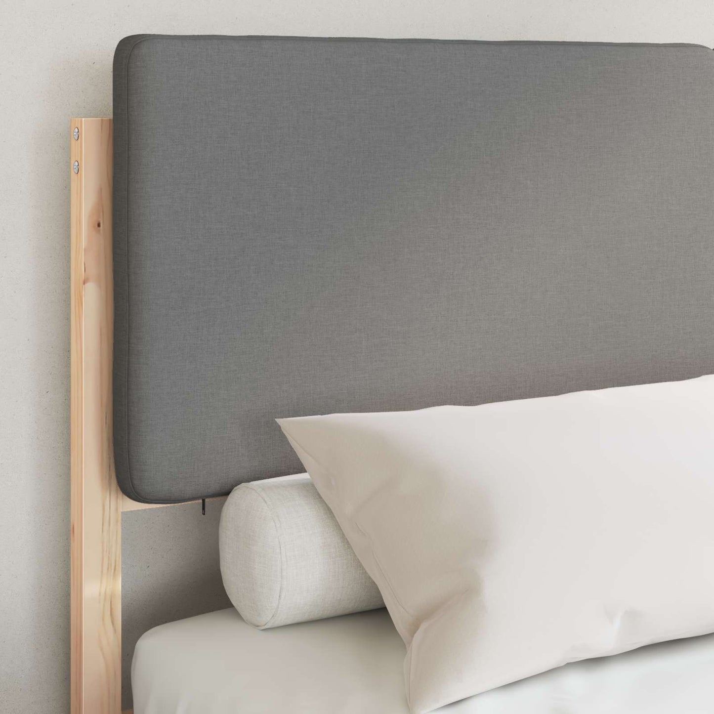 Letto con Testiera Rivestita Grigio chiaro 150 x 200 cm