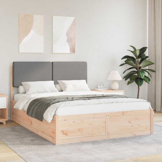 Letto con Testiera Rivestita Grigio chiaro 140 x 190 cm | homemem39