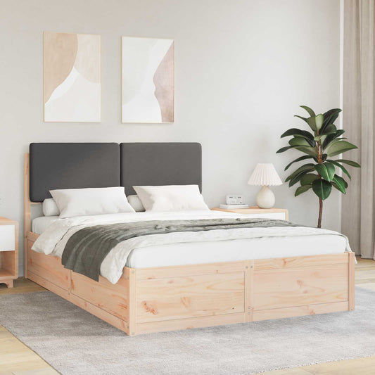 Letto con Testiera Rivestita Grigio scuro 140 x 190 cm | homemem39