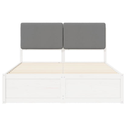 Letto con Testiera Rivestita Grigio chiaro 140 x 190 cm