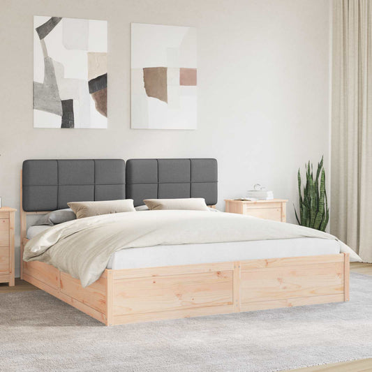 Letto con Testiera Rivestita Grigio scuro 200 x 200 cm | homemem39
