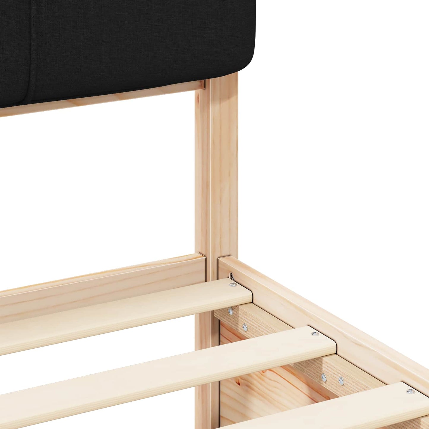 Letto con Testiera Rivestita Nero 200 x 200 cm Pino massello