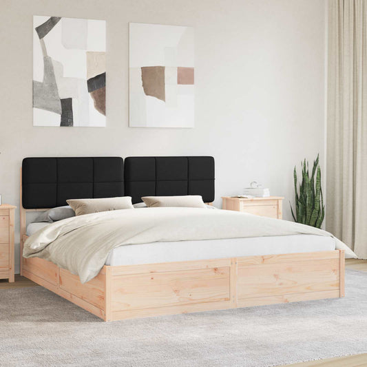 Letto con Testiera Rivestita Nero 200 x 200 cm Pino massello | homemem39