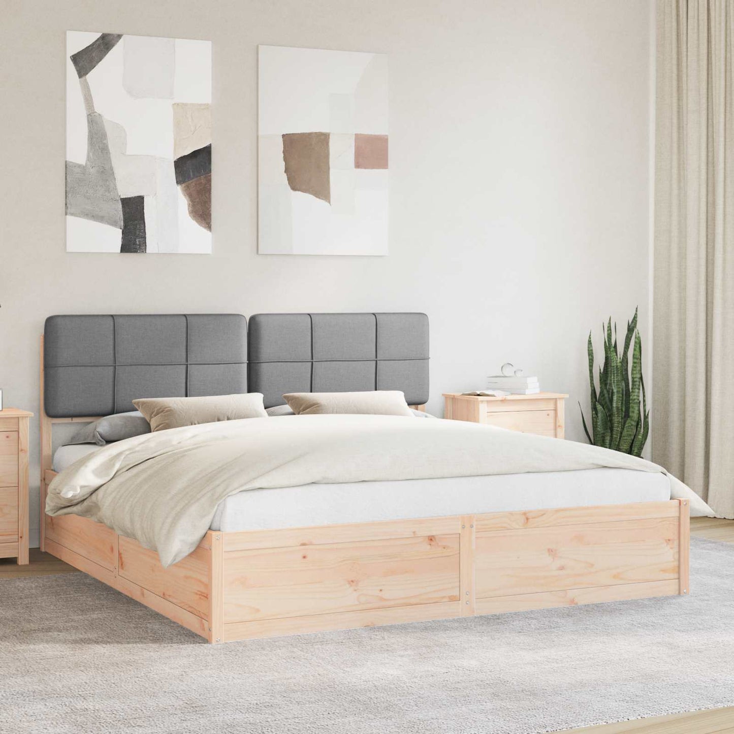 Letto con Testiera Rivestita Grigio chiaro 180 x 200 cm