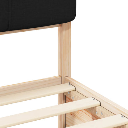 Letto con Testiera Rivestita Nero 180 x 200 cm Pino massello