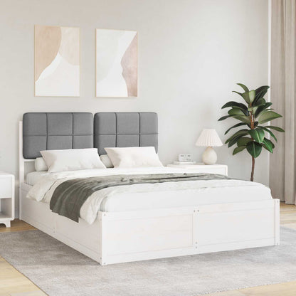 Letto con Testiera Rivestita Grigio chiaro 150 x 200 cm