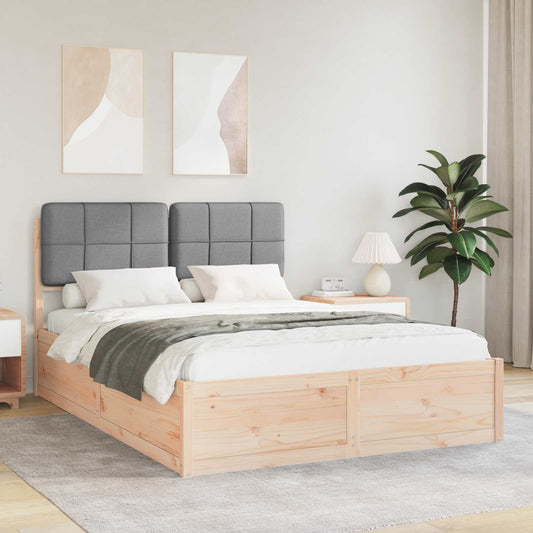 Letto con Testiera Rivestita Grigio chiaro 140 x 200 cm