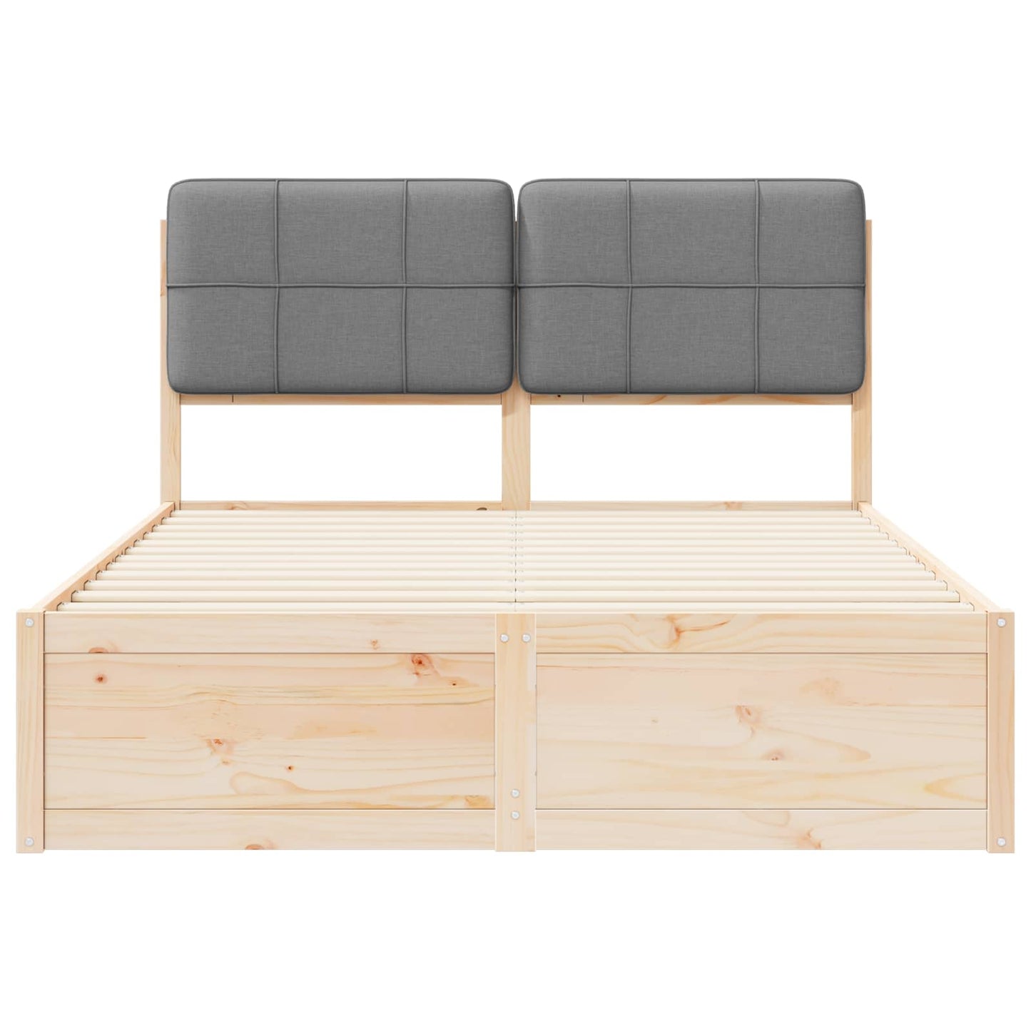 Letto con Testiera Rivestita Grigio chiaro 140 x 190 cm