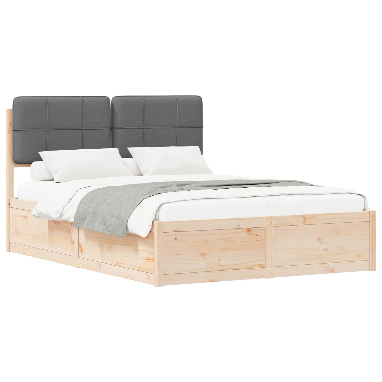 Letto con Testiera Rivestita Grigio scuro 140 x 190 cm | homemem39