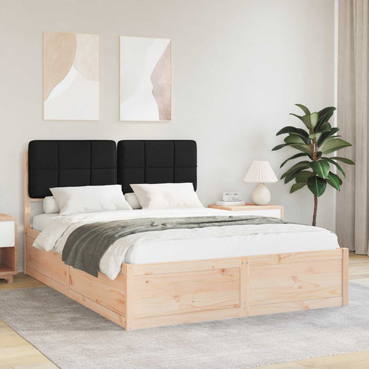 Letto con Testiera Rivestita Nero 140 x 190 cm Pino massello | homemem39
