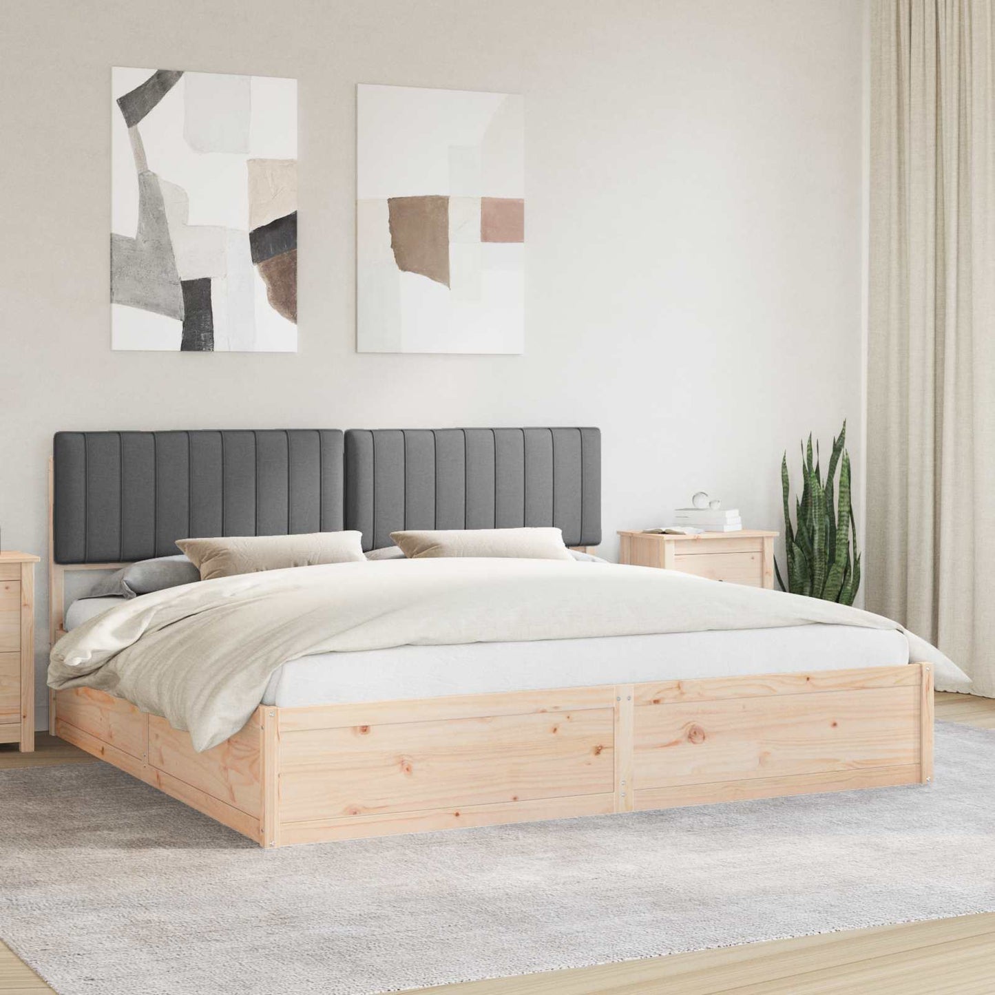 Letto con Testiera Rivestita Grigio scuro 200 x 200 cm