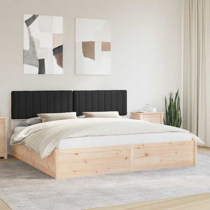 Letto con Testiera Rivestita Nero 200 x 200 cm Pino massello