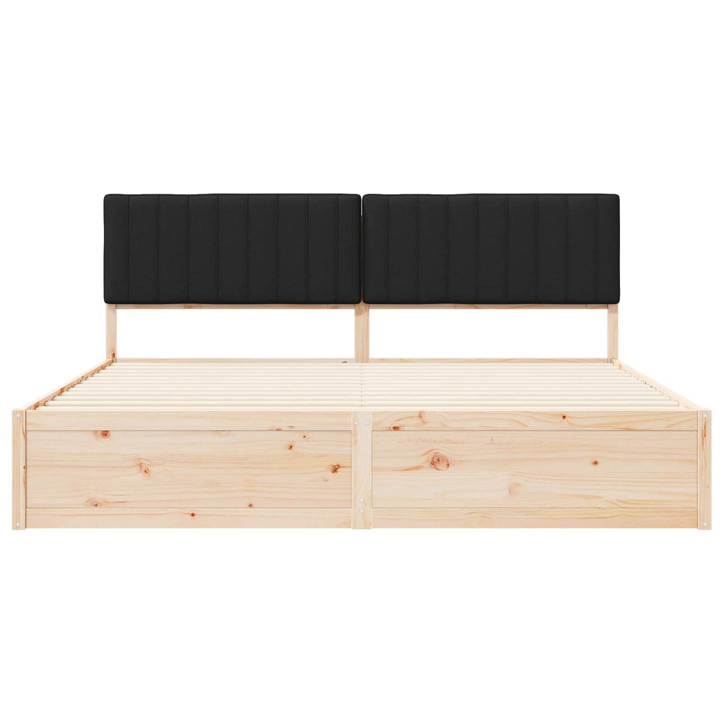 Letto con Testiera Rivestita Nero 200 x 200 cm Pino massello