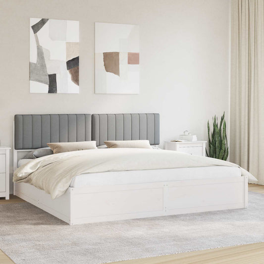 Letto con Testiera Rivestita Grigio chiaro 200 x 200 cm | homemem39