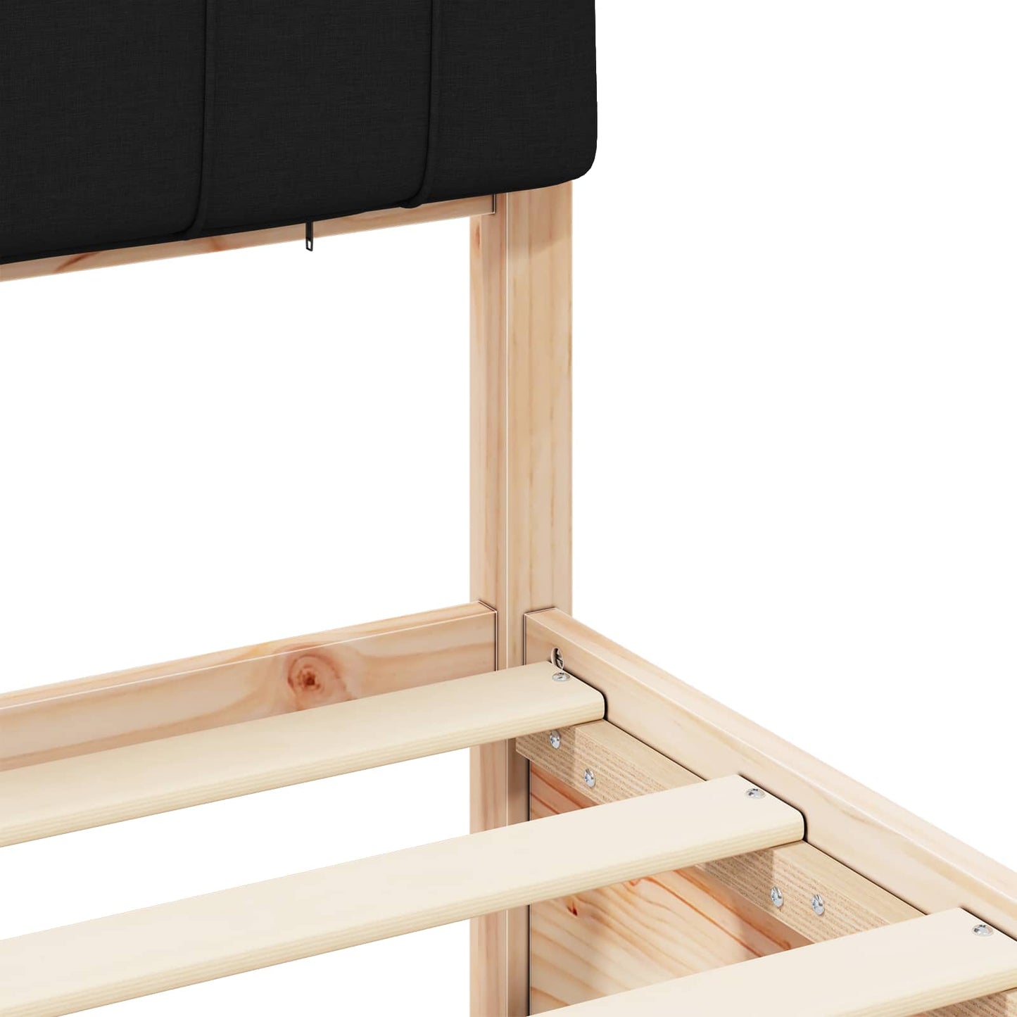 Letto con Testiera Rivestita Nero 180 x 200 cm Pino massello