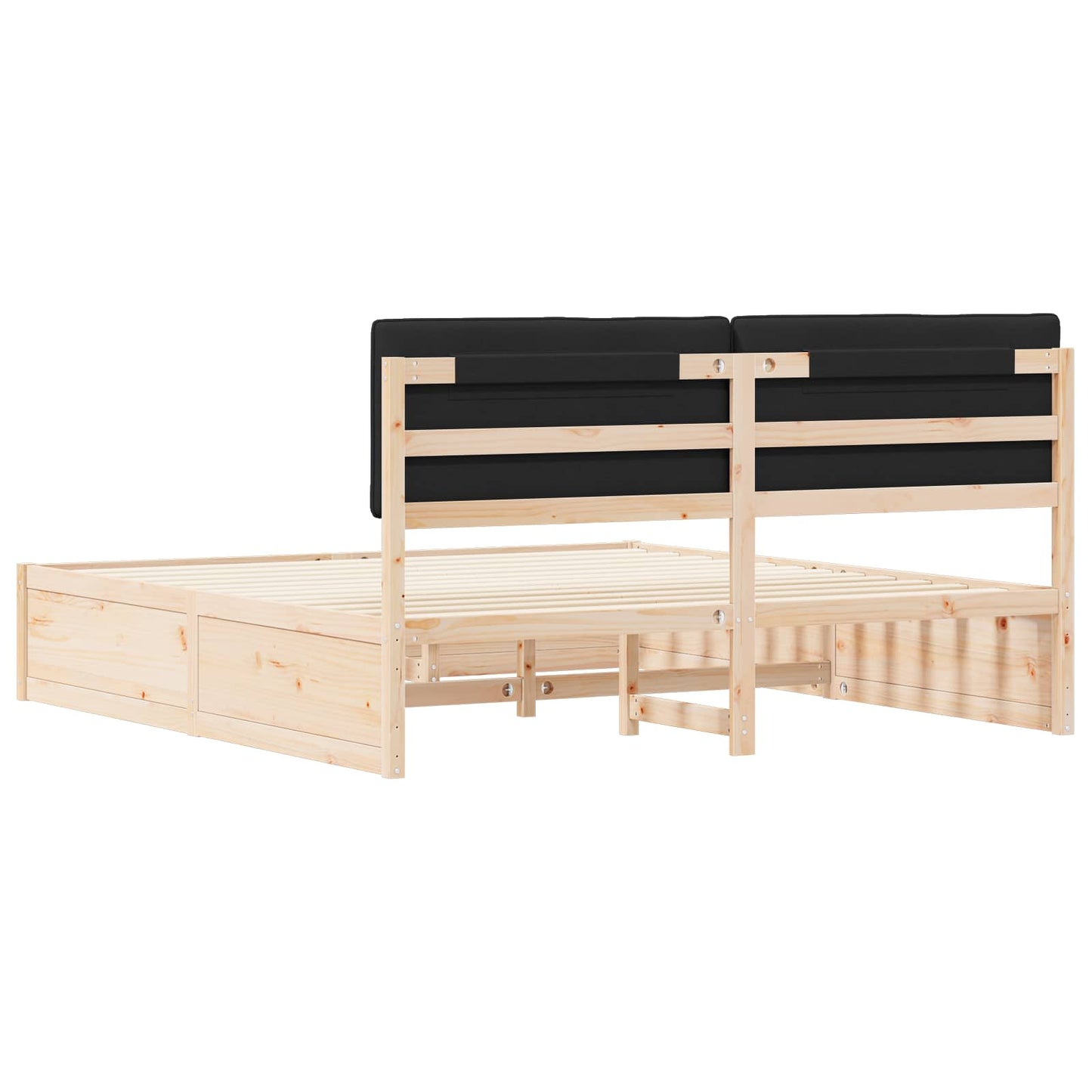 Letto con Testiera Rivestita Nero 180 x 200 cm Pino massello