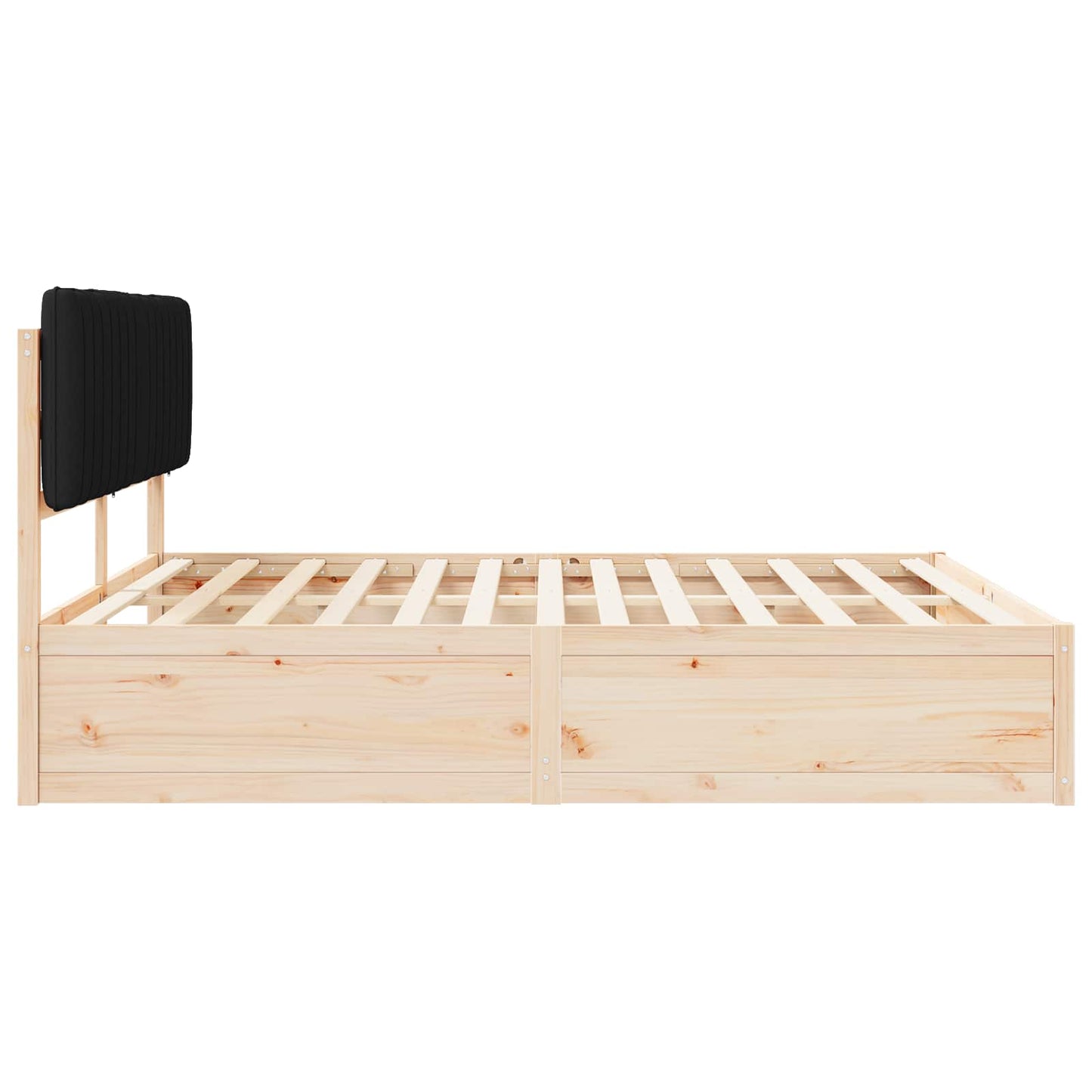 Letto con Testiera Rivestita Nero 180 x 200 cm Pino massello