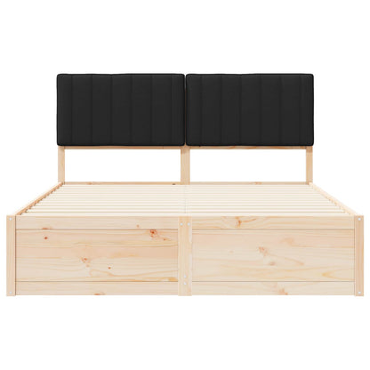 Letto con Testiera Rivestita Nero 160 x 200 cm Pino massello