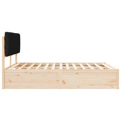 Letto con Testiera Rivestita Nero 160 x 200 cm Pino massello