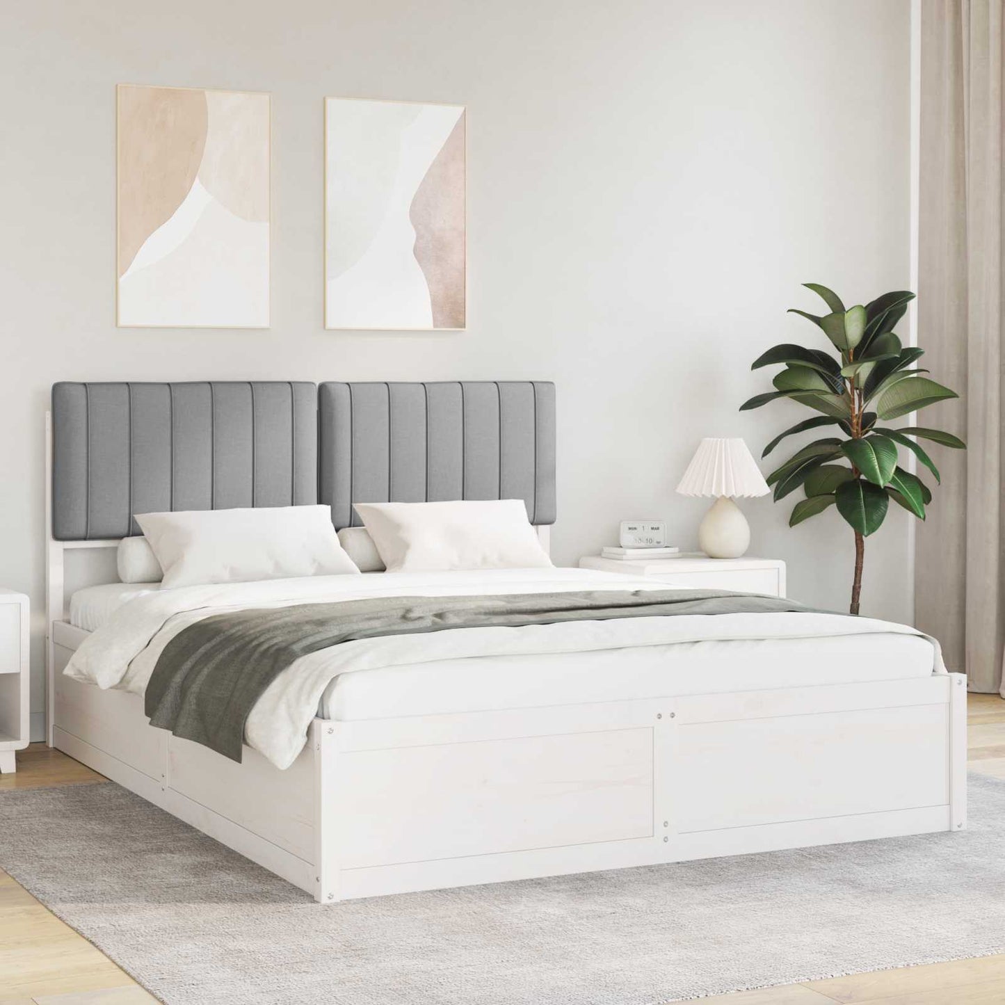 Letto con Testiera Rivestita Grigio chiaro 160 x 200 cm