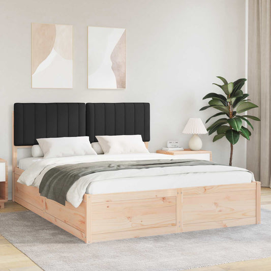 Letto con Testiera Rivestita Nero 150 x 200 cm Pino massello | homemem39
