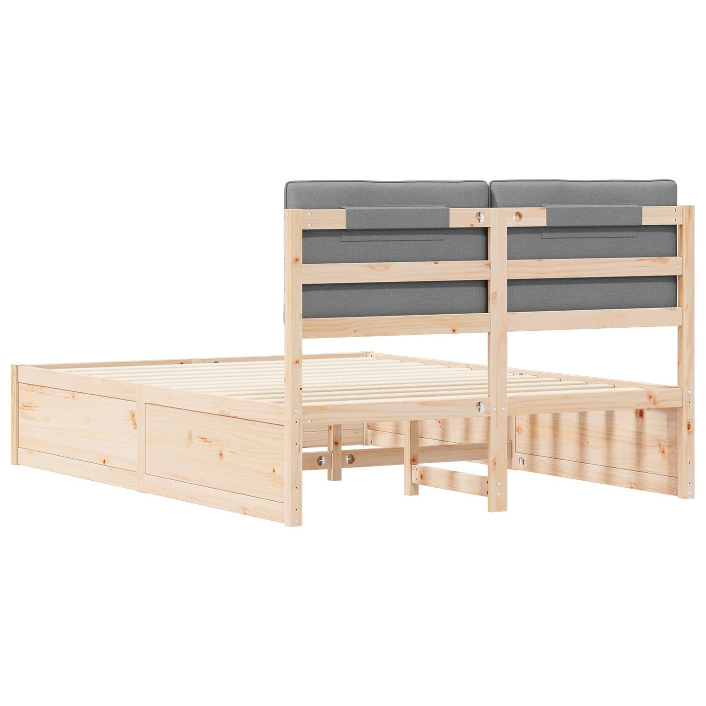 Letto con Testiera Rivestita Grigio chiaro 140 x 200 cm